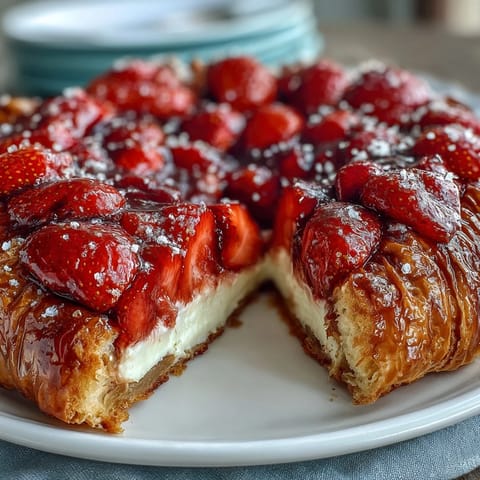 Rustic strawberry galette with frangipane, golden crust encasing sweet almond cream and juicy berries.  