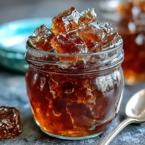 Sun-kissed dandelion petals simmered into a vibrant jelly, capturing spring's essence in every jar with a hint of citrus brightness.