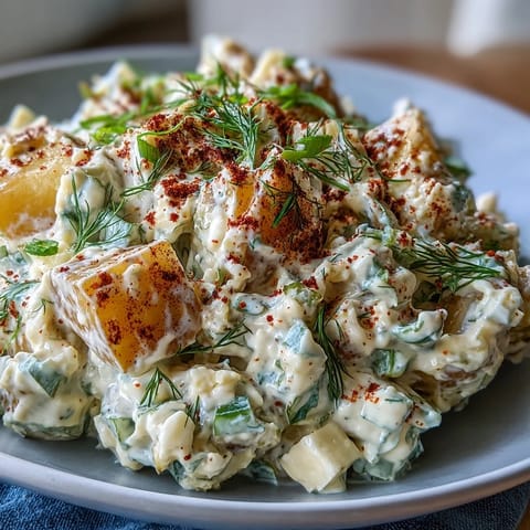 Creamy Juneteenth Soul Food Potato Salad bursting with tangy pickles and spices, a perfect side dish.