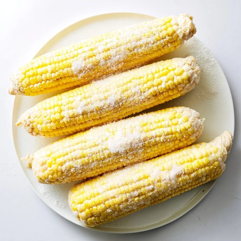 Freshly boiled sweet corn on the cob wrapped in foil to stay warm, with a pat of butter melting over the juicy yellow kernels.