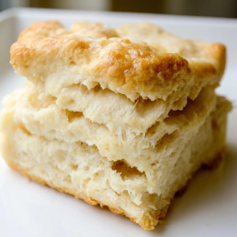 Homemade Buttermilk Biscuits rising tall and fluffy, ready to be split for breakfast.