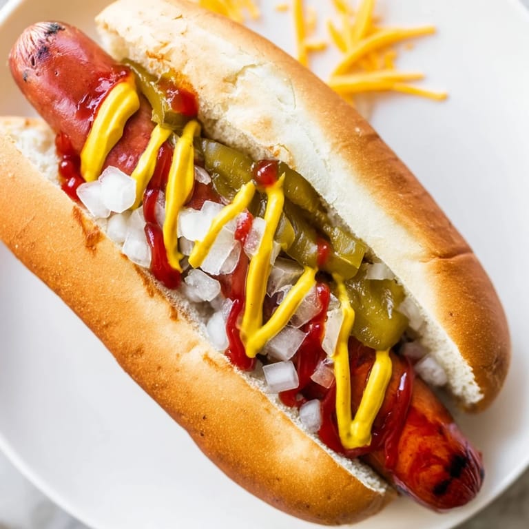 Grilled hot dogs served in soft buns with plenty of classic toppings for a crowd.