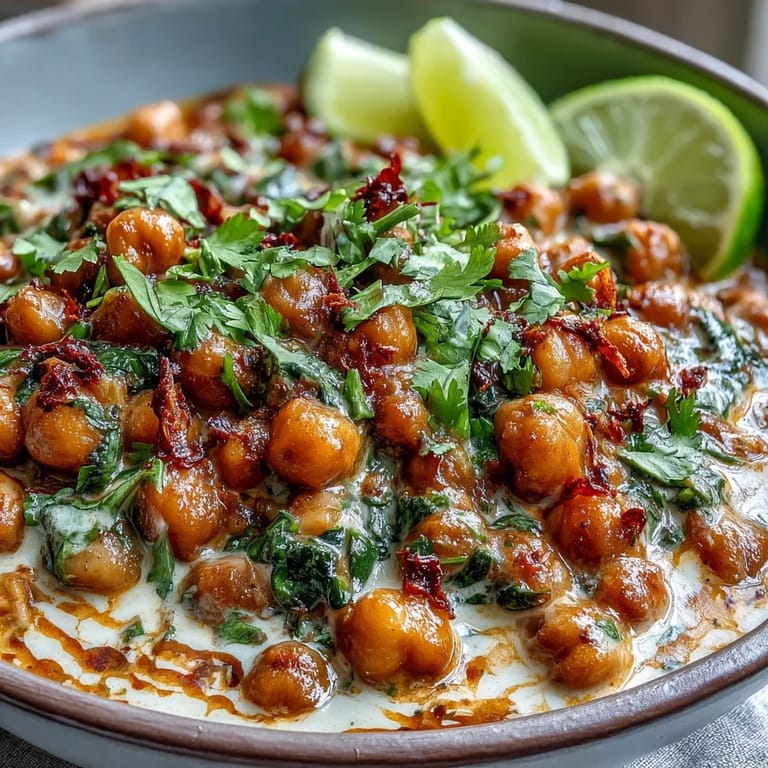 This hearty Chickpea Curry features wilted spinach and tender chickpeas in a rich, aromatic tomato gravy, perfect for a cozy weeknight meal.