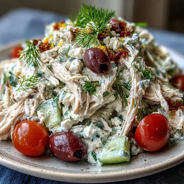 Ready in 15 minutes, this chilled Tzatziki Chicken Salad is tossed with Greek yogurt, fresh dill, and lemon juice.