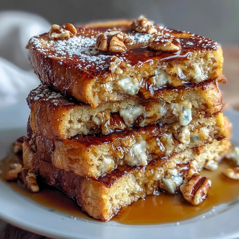 Easy pancake casserole with swirls of sweet maple syrup and a dusting of powdered sugar, ideal for brunch gatherings.