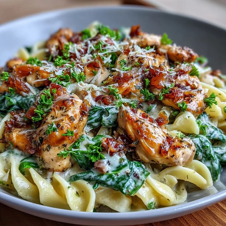Creamy Lemon Orzo with Chicken and Spinach, featuring tender chicken, bright lemon zest, and wilted spinach in a comforting pasta skillet.  