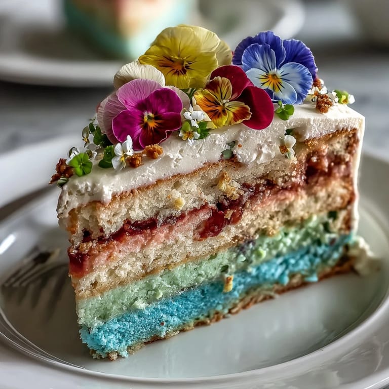 Elegant spring cake with smooth ombre frosting and a lush arrangement of edible blooms for a romantic finish.