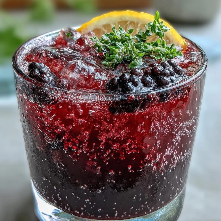 Refreshing blackberry lavender lemonade fizz with a floral aroma and juicy berry garnish.