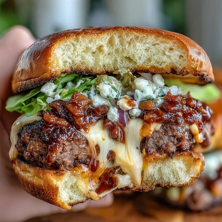 Golden-toasted Memorial Day Smash Burger Sliders, gooey with melted cheese and tangy sauce.