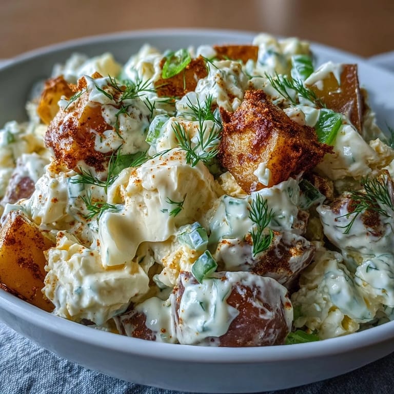 Classic Juneteenth Soul Food Potato Salad, a hearty mix of potatoes and fresh ingredients.